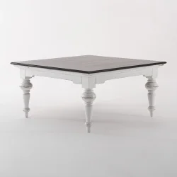 NOVASOLO PROVENCE ACCENT HVID PATINERET &amp; DYB BRUN KVADRATISK SOFABORD - 100