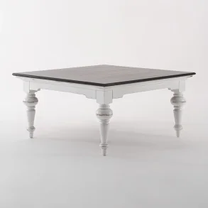NOVASOLO PROVENCE ACCENT HVID PATINERET & DYB BRUN KVADRATISK SOFABORD - 100