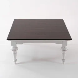 NOVASOLO PROVENCE ACCENT HVID PATINERET &amp; DYB BRUN KVADRATISK SOFABORD - 100