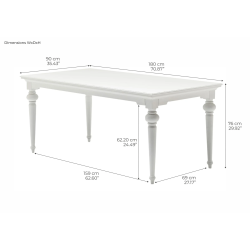NOVASOLO PROVENCE SPISEBORD HVID - 180