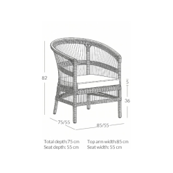 TINE K HOME COMO LOUNGESTOL POLYRATTAN INKL HYNDE NATUR - 82