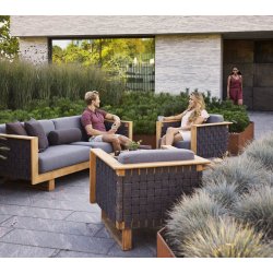 CANE-LINE ANGLE LOUNGESTOL - TEAK 80