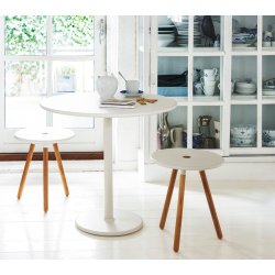 CANE-LINE AREA TABURET/SIDEBORD - WHITE ALUMINIUM 47