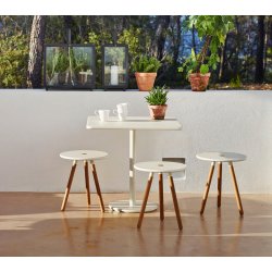 CANE-LINE AREA TABURET/SIDEBORD - WHITE ALUMINIUM 47