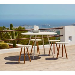 CANE-LINE AREA TABURET/SIDEBORD - WHITE ALUMINIUM 47