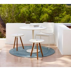 CANE-LINE AREA TABURET/SIDEBORD - WHITE ALUMINIUM 47