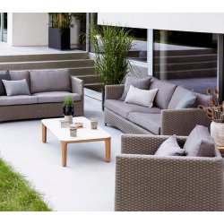 CANE-LINE ASPECT SOFABORD M/ GR BORDPLADE - TEAK 120