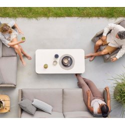 CANE-LINE ASPECT SOFABORD M/TRAVERTINE LOOK BORDPLADE - TEAK 120