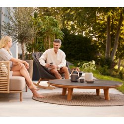 CANE-LINE ASPECT SOFABORD M/ SORT BORDPLADE - TEAK 144