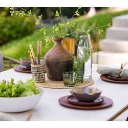 CANE-LINE ASPECT SPISEBORD M/TRAVERTINE LOOK BORDPLADE - TEAK 210