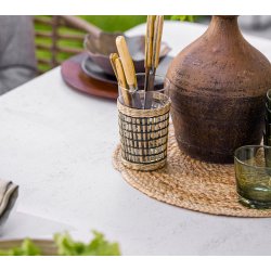 CANE-LINE ASPECT SPISEBORD M/TRAVERTINE LOOK BORDPLADE - TEAK 210