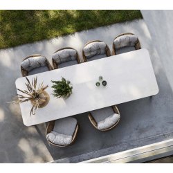 CANE-LINE ASPECT SPISEBORD M/TRAVERTINE LOOK  BORDPLADE - TEAK 280