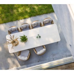 CANE-LINE ASPECT SPISEBORD M/TRAVERTINE LOOK  BORDPLADE - TEAK 280