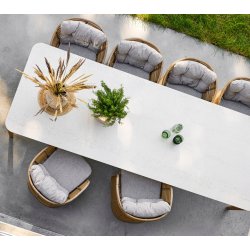 CANE-LINE ASPECT SPISEBORD M/TRAVERTINE LOOK  BORDPLADE - TEAK 280