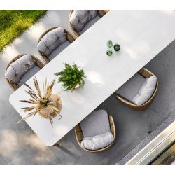 CANE-LINE ASPECT SPISEBORD M/TRAVERTINE LOOK  BORDPLADE - TEAK 280