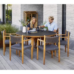 CANE-LINE ASPECT SPISEBORD M/ GLAS BORDPLADE - TEAK 144