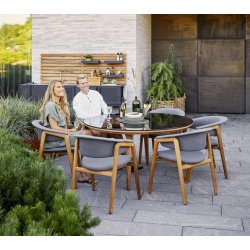 CANE-LINE ASPECT SPISEBORD M/ GLAS BORDPLADE - TEAK 144