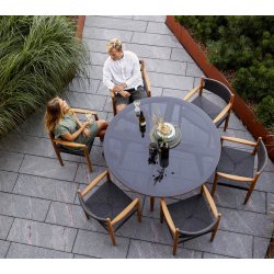 CANE-LINE ASPECT SPISEBORD M/ SORT BORDPLADE - TEAK 144