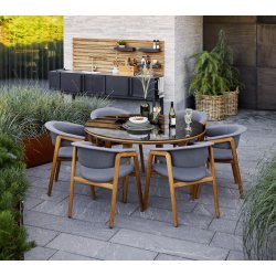 CANE-LINE ASPECT SPISEBORD M/ SORT BORDPLADE - TEAK 144