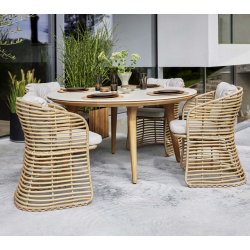 CANE-LINE ASPECT SPISEBORD M/TRAVERTINE LOOK BORDPLADE - TEAK 144