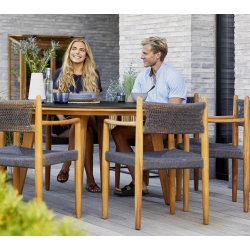 CANE-LINE ASPECT SPISEBORD M/TRAVERTINE LOOK BORDPLADE - TEAK 144