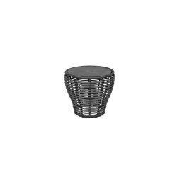 CANE-LINE BASKET LILLE SOFABORD M/ SORT BORDPLADE - GRAPHITE WEAVE 50