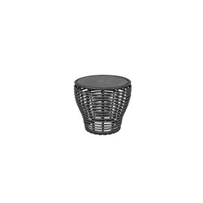 CANE-LINE BASKET LILLE SOFABORD M/ SORT BORDPLADE - GRAPHITE WEAVE 50