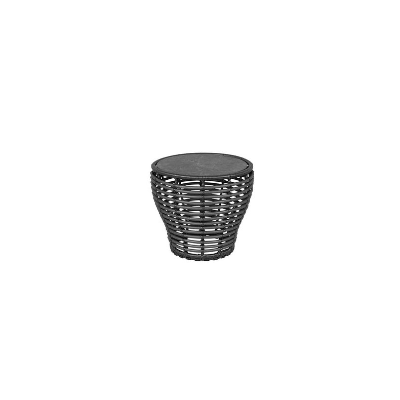 CANE-LINE BASKET LILLE SOFABORD M/ SORT BORDPLADE - GRAPHITE WEAVE 50
