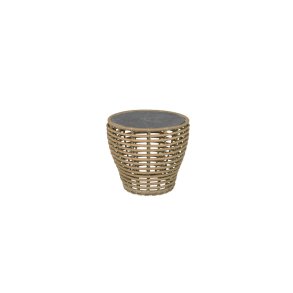 CANE-LINE BASKET LILLE SOFABORD M/ SORT BORDPLADE - NATURAL WEAVE 50