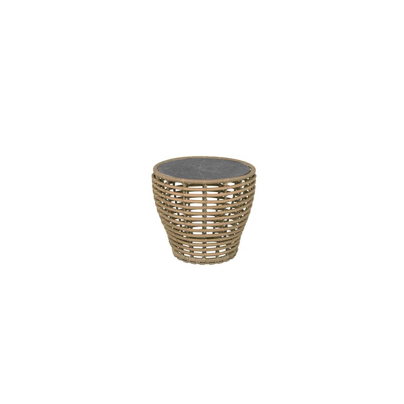 CANE-LINE BASKET LILLE SOFABORD M/ SORT BORDPLADE - NATURAL WEAVE 50