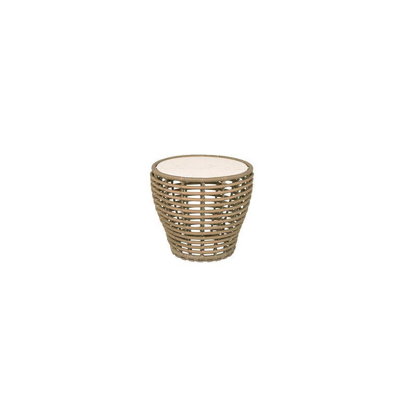 CANE-LINE BASKET LILLE SOFABORD M/TRAVERTINE LOOK BORDPLADE - NATURAL WEAVE 50