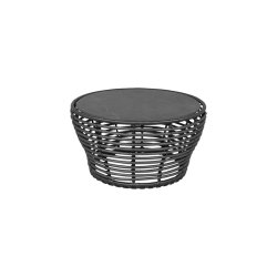 CANE-LINE BASKET MEDIUM SOFABORD M/ SORT BORDPLADE - GRAPHITE WEAVE 75