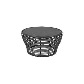 CANE-LINE BASKET MEDIUM SOFABORD M/ SORT BORDPLADE - GRAPHITE WEAVE 75