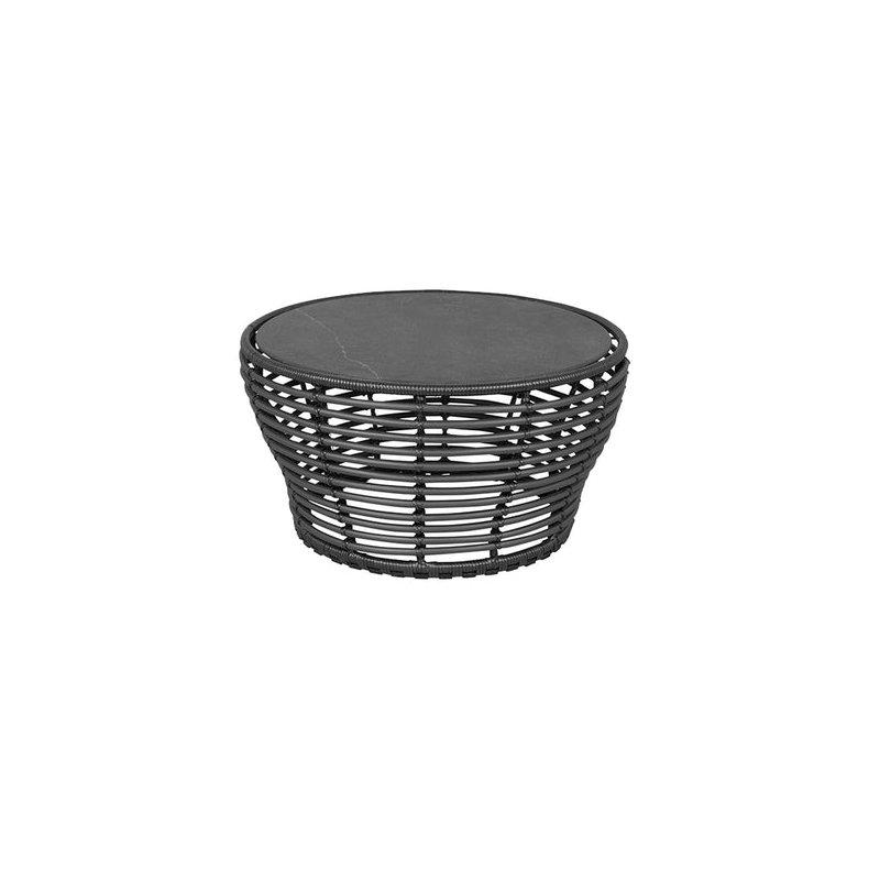 CANE-LINE BASKET MEDIUM SOFABORD M/ SORT BORDPLADE - GRAPHITE WEAVE 75