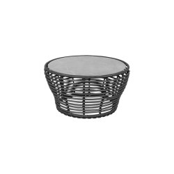 CANE-LINE BASKET MEDIUM SOFABORD M/ GR BORDPLADE - GRAPHITE WEAVE 75