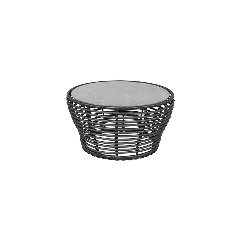 CANE-LINE BASKET MEDIUM SOFABORD M/ GR BORDPLADE - GRAPHITE WEAVE 75
