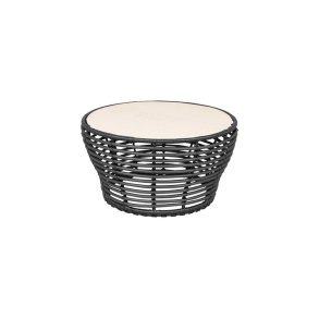 CANE-LINE BASKET MEDIUM SOFABORD M/TRAVERTINE LOOK BORDPLADE - GRAPHITE WEAVE 75
