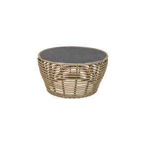 CANE-LINE BASKET MEDIUM SOFABORD M/ SORT BORDPLADE - NATURAL WEAVE 75