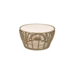 CANE-LINE BASKET MEDIUM SOFABORD M/TRAVERTINE LOOK BORDPLADE - NATURAL WEAVE 75