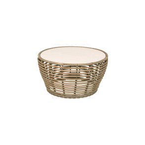 CANE-LINE BASKET MEDIUM SOFABORD M/TRAVERTINE LOOK BORDPLADE - NATURAL WEAVE 75