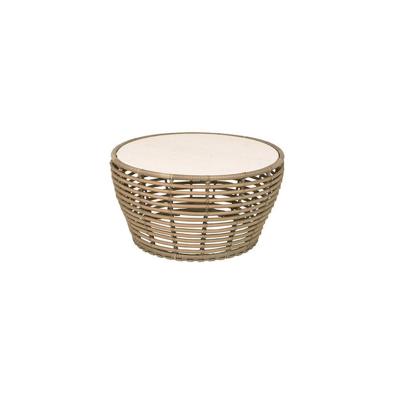 CANE-LINE BASKET MEDIUM SOFABORD M/TRAVERTINE LOOK BORDPLADE - NATURAL WEAVE 75