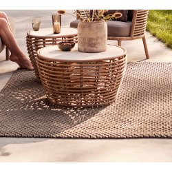 CANE-LINE BASKET MEDIUM SOFABORD M/TRAVERTINE LOOK BORDPLADE - NATURAL WEAVE 75