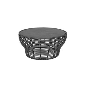 CANE-LINE BASKET STOR SOFABORD M/ SORT BORDPLADE - GRAPHITE WEAVE 95