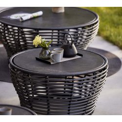 CANE-LINE BASKET STOR SOFABORD M/ SORT BORDPLADE - GRAPHITE WEAVE 95