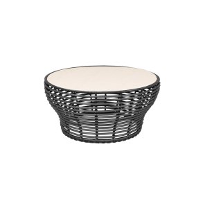 CANE-LINE BASKET STOR SOFABORD M/TRAVERTINE LOOK BORDPLADE - GRAPHITE WEAVE 95