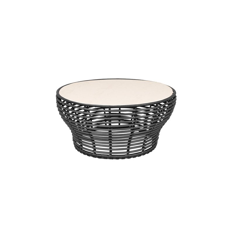 CANE-LINE BASKET STOR SOFABORD M/TRAVERTINE LOOK BORDPLADE - GRAPHITE WEAVE 95