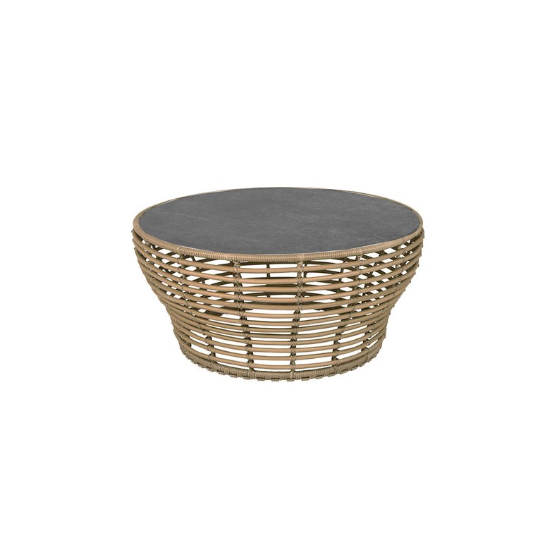 CANE-LINE BASKET STOR SOFABORD M/ SORT BORDPLADE - NATURAL WEAVE 95