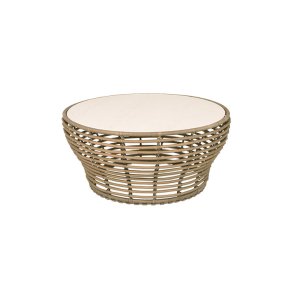 CANE-LINE BASKET STOR SOFABORD M/TRAVERTINE LOOK BORDPLADE - NATURAL WEAVE 95