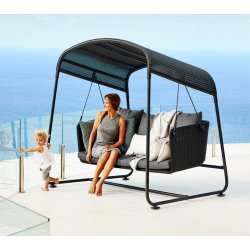 CANE-LINE CAVE SWING SOFA INKL. HYNDER - GRAPHITE 214