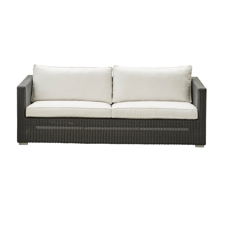 CANE-LINE CHESTER SOFA 3/PERS INKL. HVID HYNDER - GRAPHITE 197